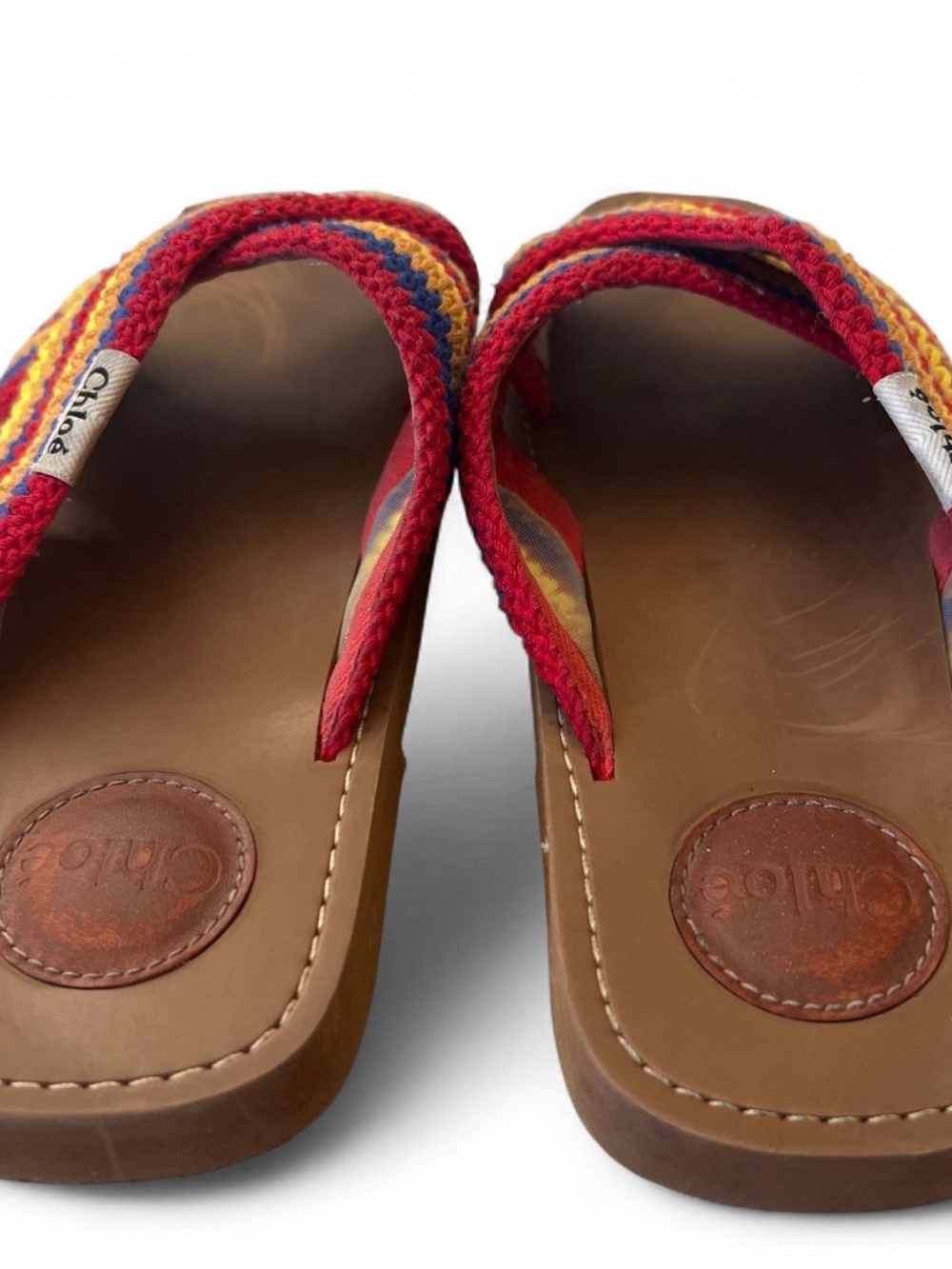 Chloé Blue/Yellow/Red Stitched Sandals. - Picture 7 of 8